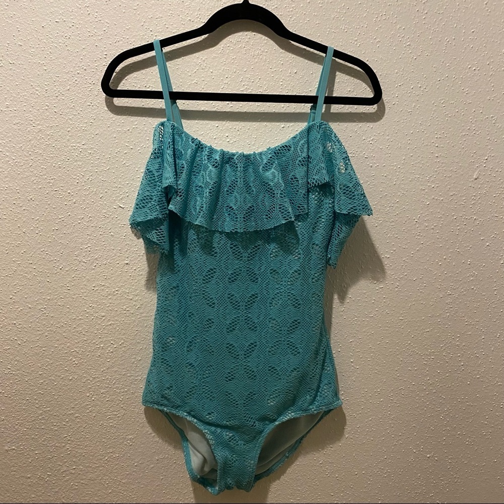 NWT DownEast La Playa Blue Turquoise One-piece Swimsuit Sz. SMALL